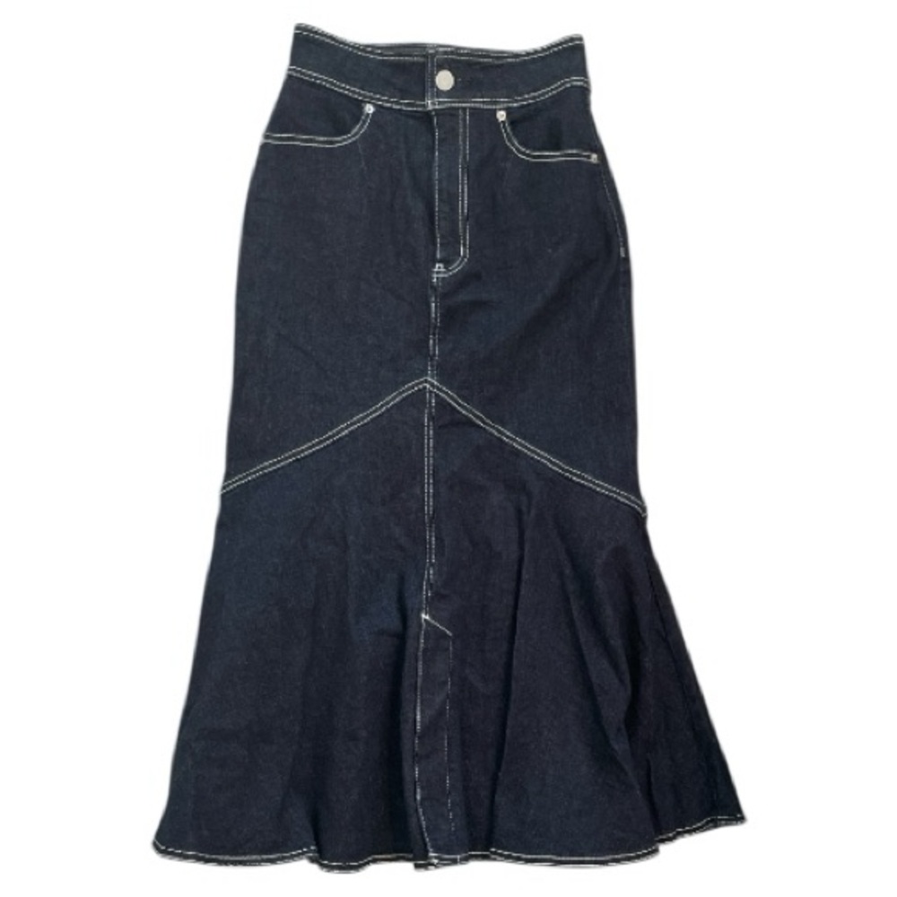 Azul By Moussy Japanese Brand Dark Denim Midi Skirt Front Slit Size Small